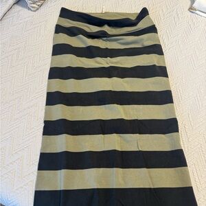 Free People Black and Green  Striped Pencil Long Skirt